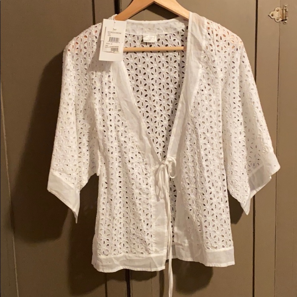 OndadeMar White eyelet Cover up. NWT